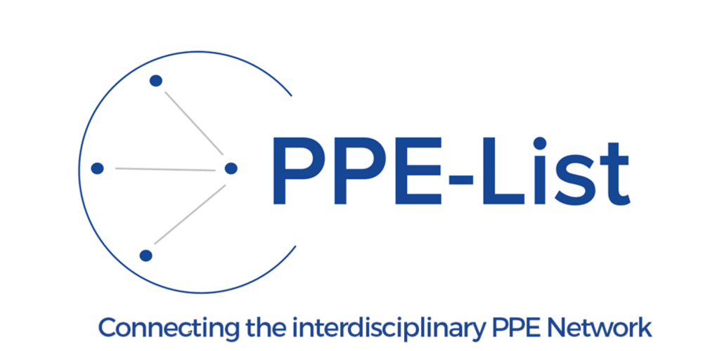 Blue graphic with "PPE List - connecting the interdisciplinary PPE Network" written on it 